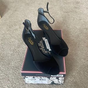 Seychelles Hazel Black Velvet Ankle Strap Heels